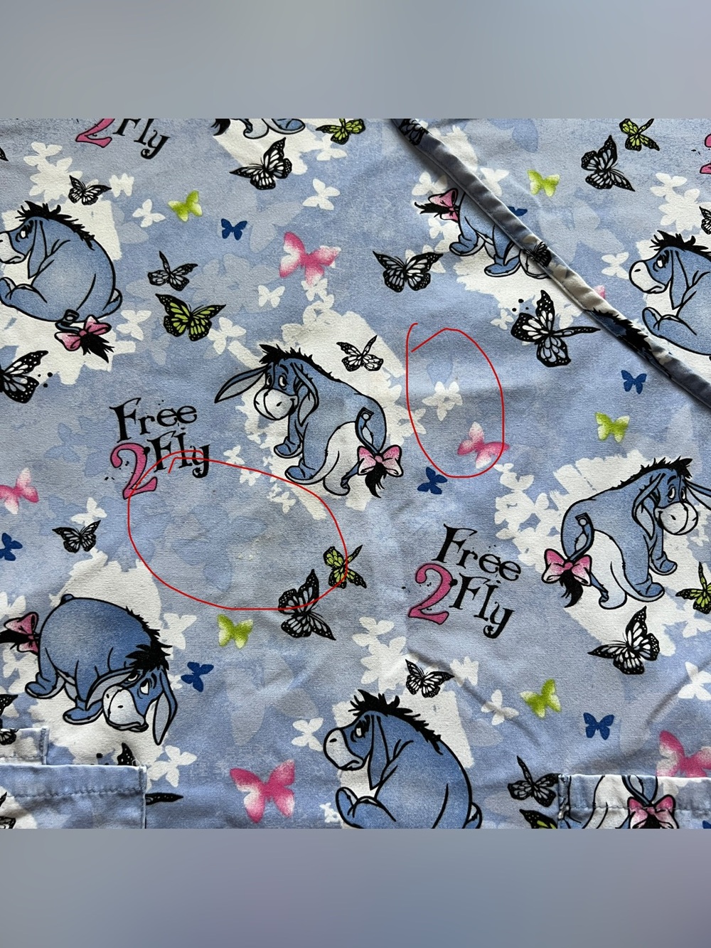 Disney Eeyore Scrub Top Medical Nursing Healthcare Utility Nurse Cute Retro Sz S - Picture 7 of 8